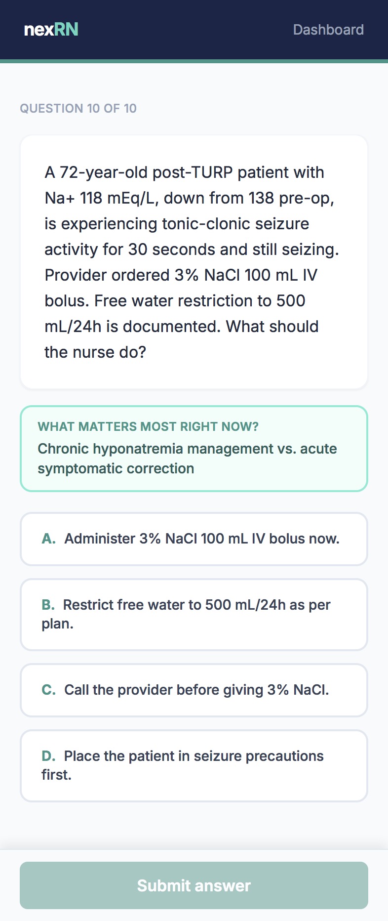 nexRN practice question